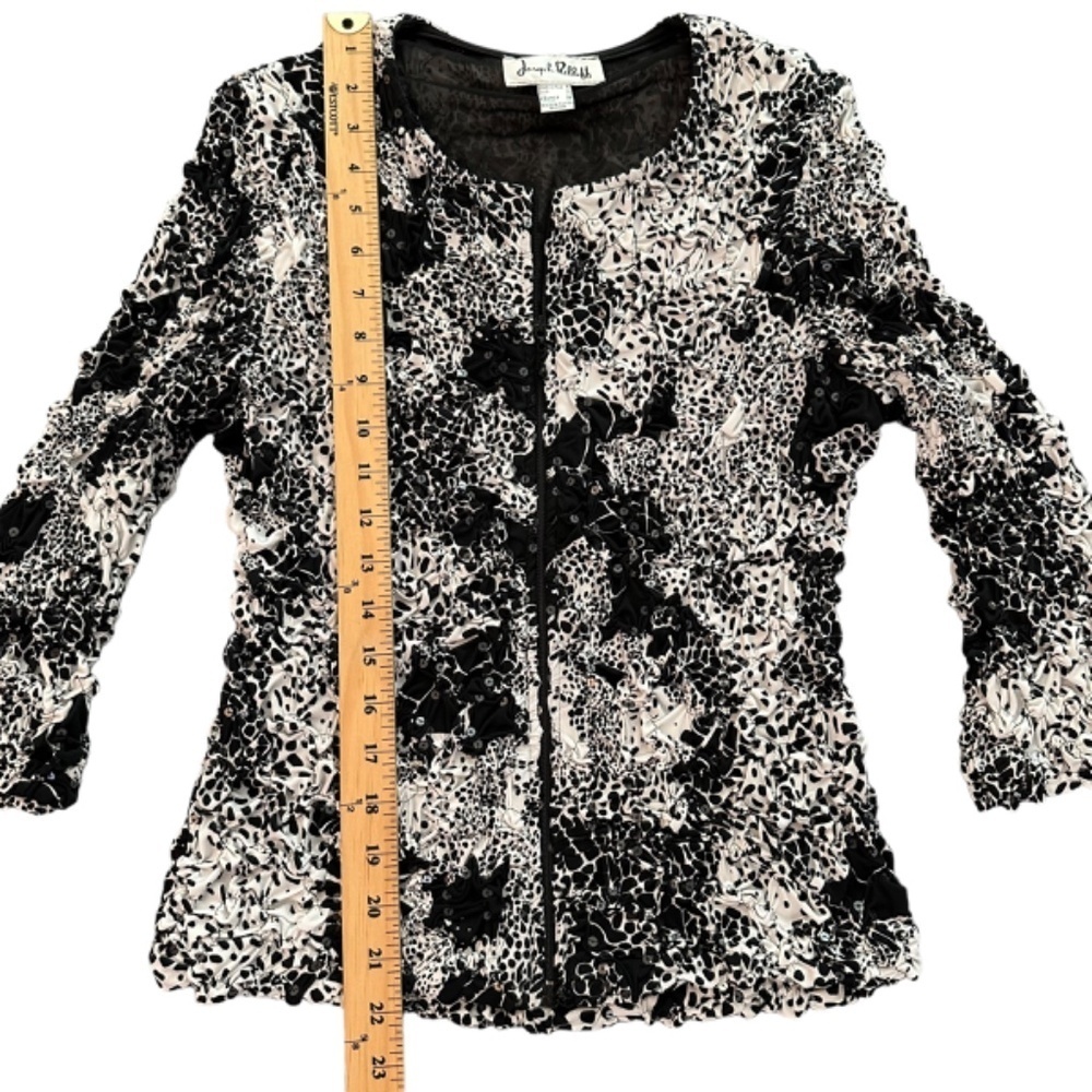Joseph Ribkoff Textured Stretchy Sequin Embellished Zip Front Jacket Womens 8 - Picture 13 of 16